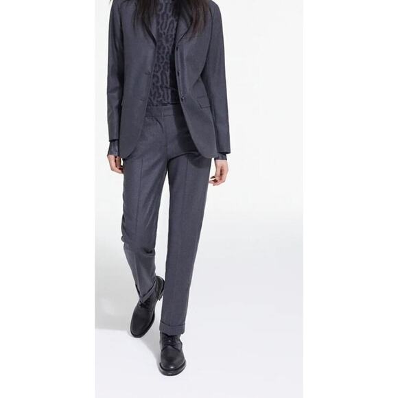 The Kooples Wool Suit Pants Tailored Fit Tapered Leg Trousers Navy Blue NWT 38 M